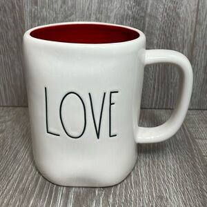NWT Rae Dunn “LOVE” Ceramic Coffee Tea Mug Red Inside